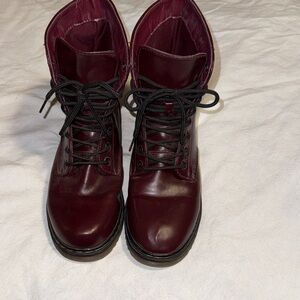 Charles Albert Burgundy Combat Boots